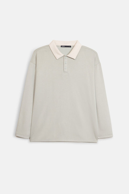 CONTRASTING COLLAR BASIC SHIRT