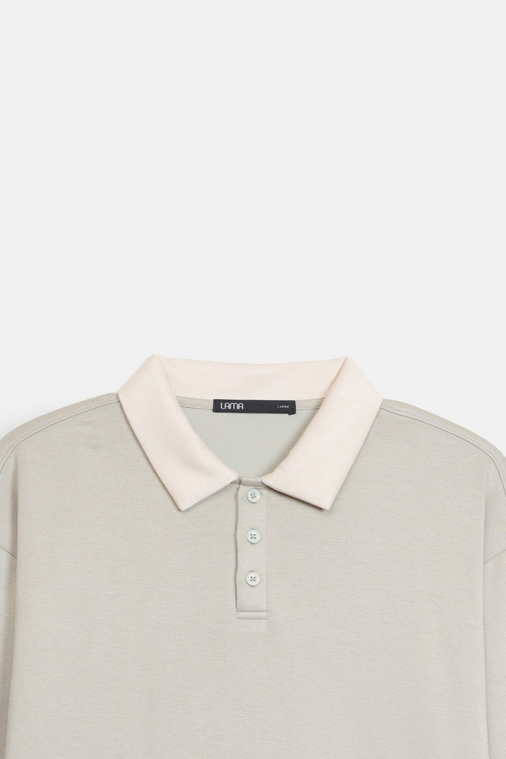 CONTRASTING COLLAR BASIC SHIRT