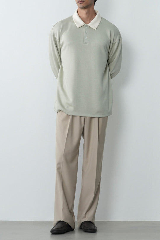 CONTRASTING COLLAR BASIC SHIRT