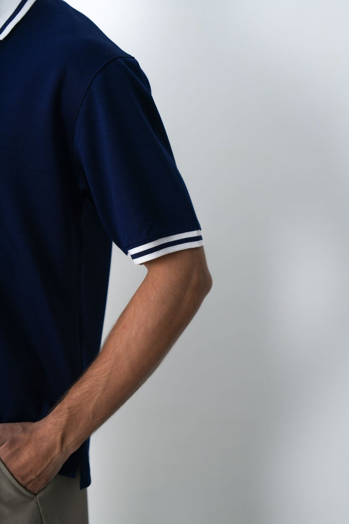 NAVY CONTRAST TRIM POLO