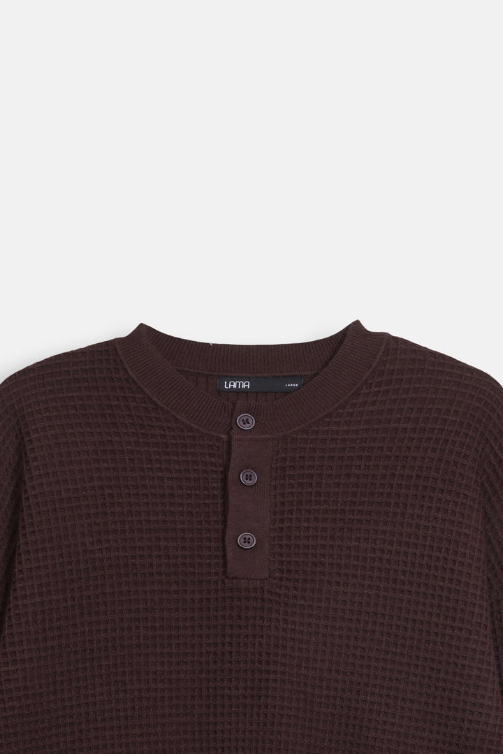WAFFLE KNIT HENLEY