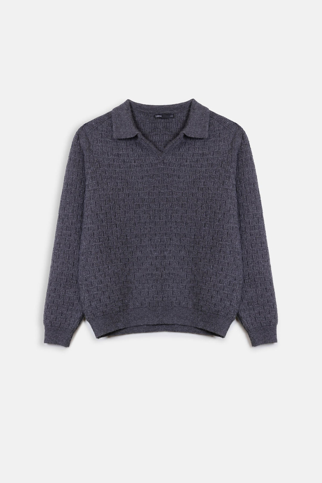 OPEN COLLAR TEXTURED POLO