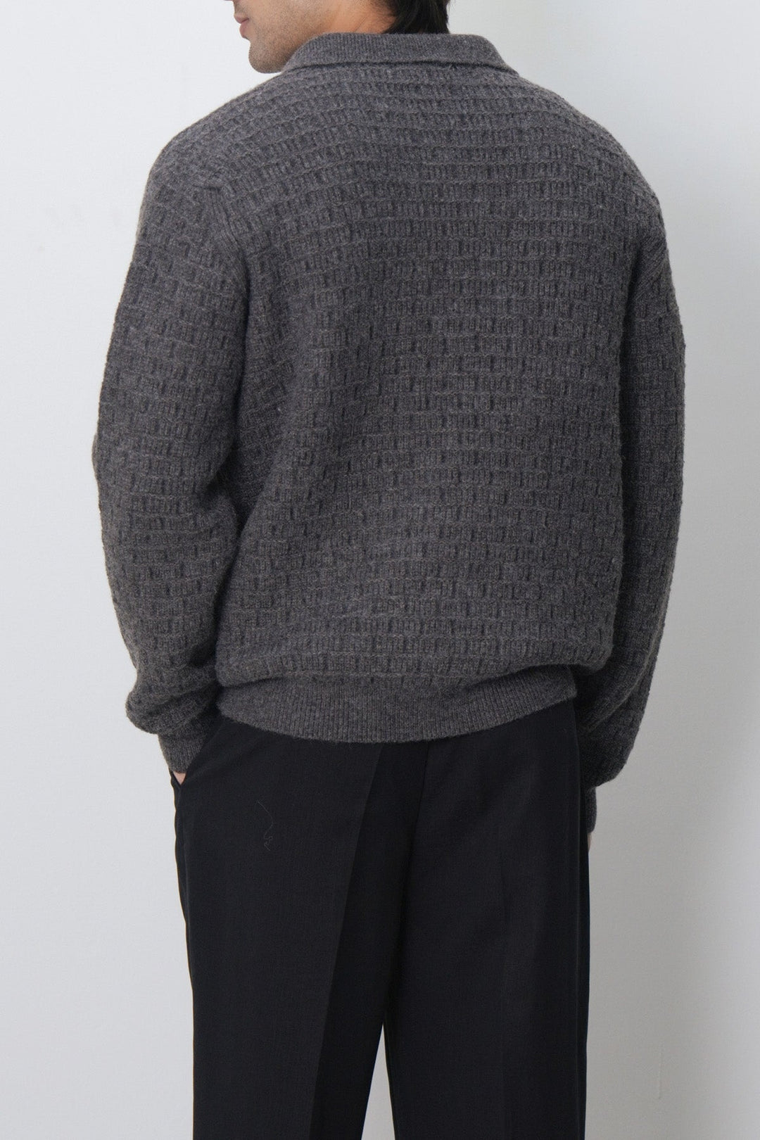 OPEN COLLAR TEXTURED POLO