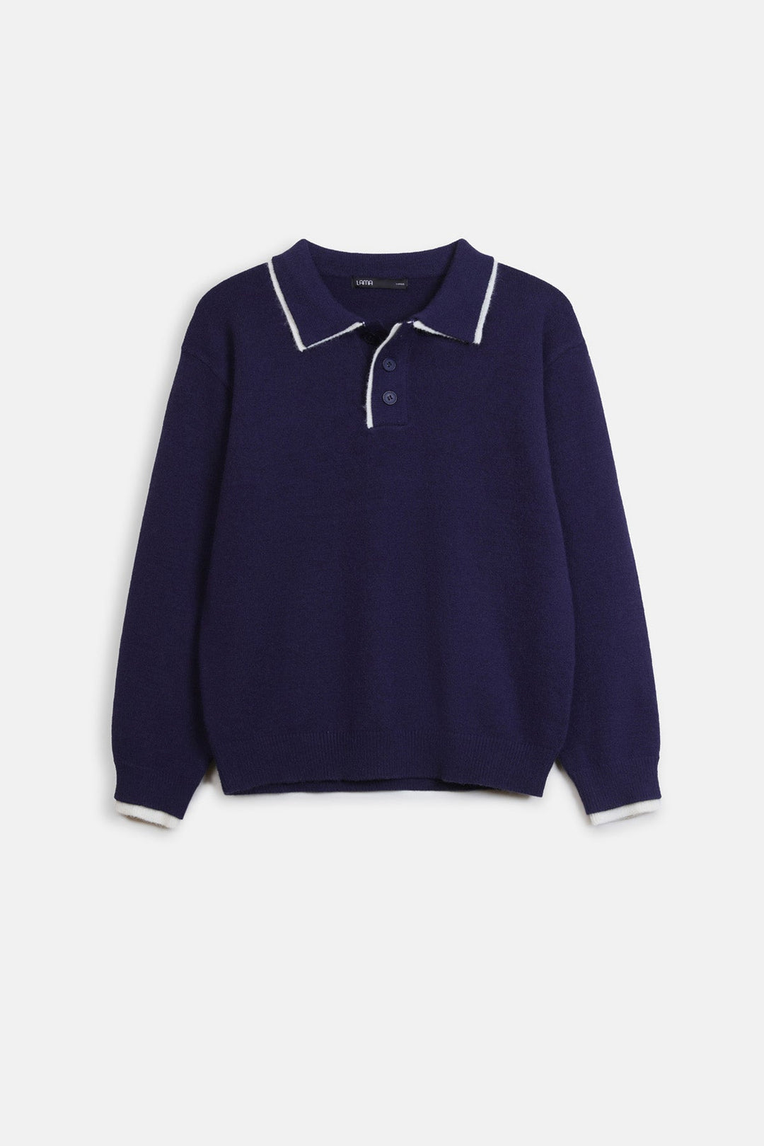 CONTRAST TRIM POLO SWEATER
