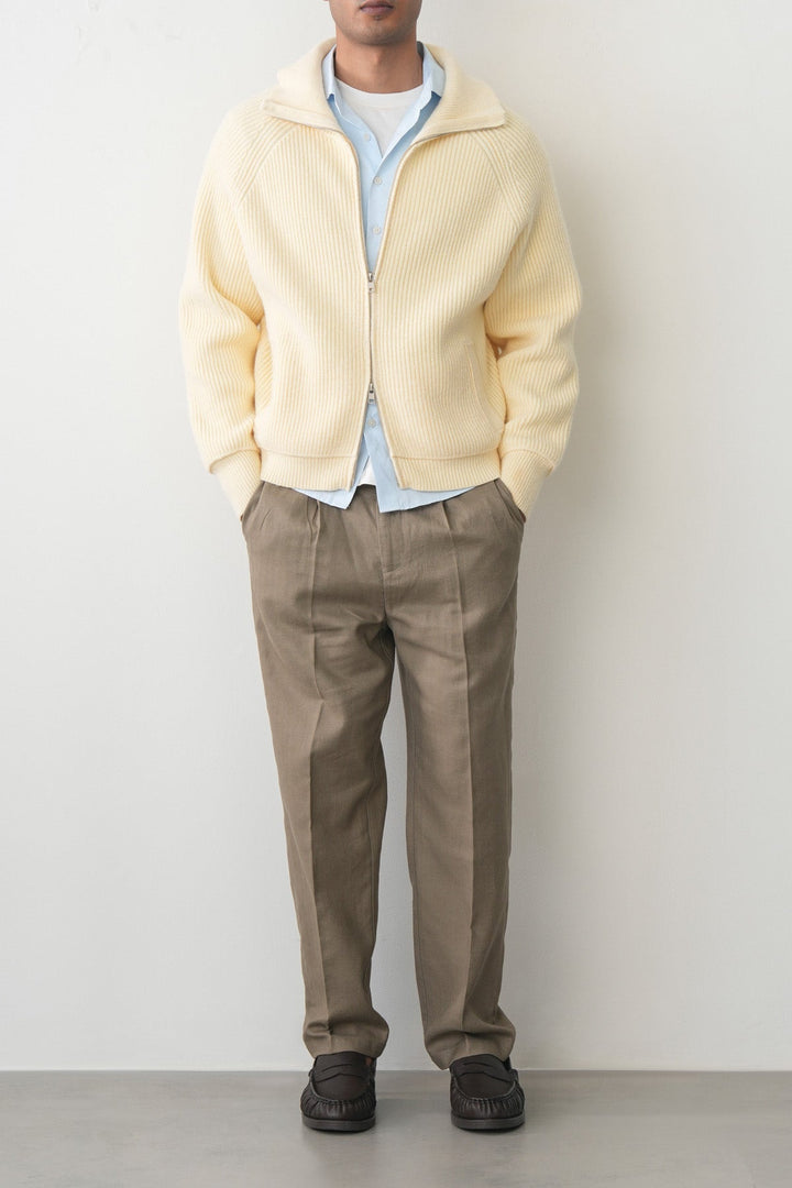RIBBED ZIPPER CARDIGAN