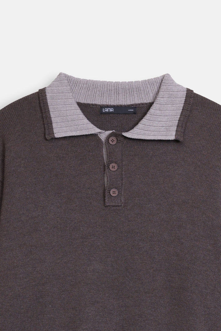 RELAXED KNIT POLO SWEATER