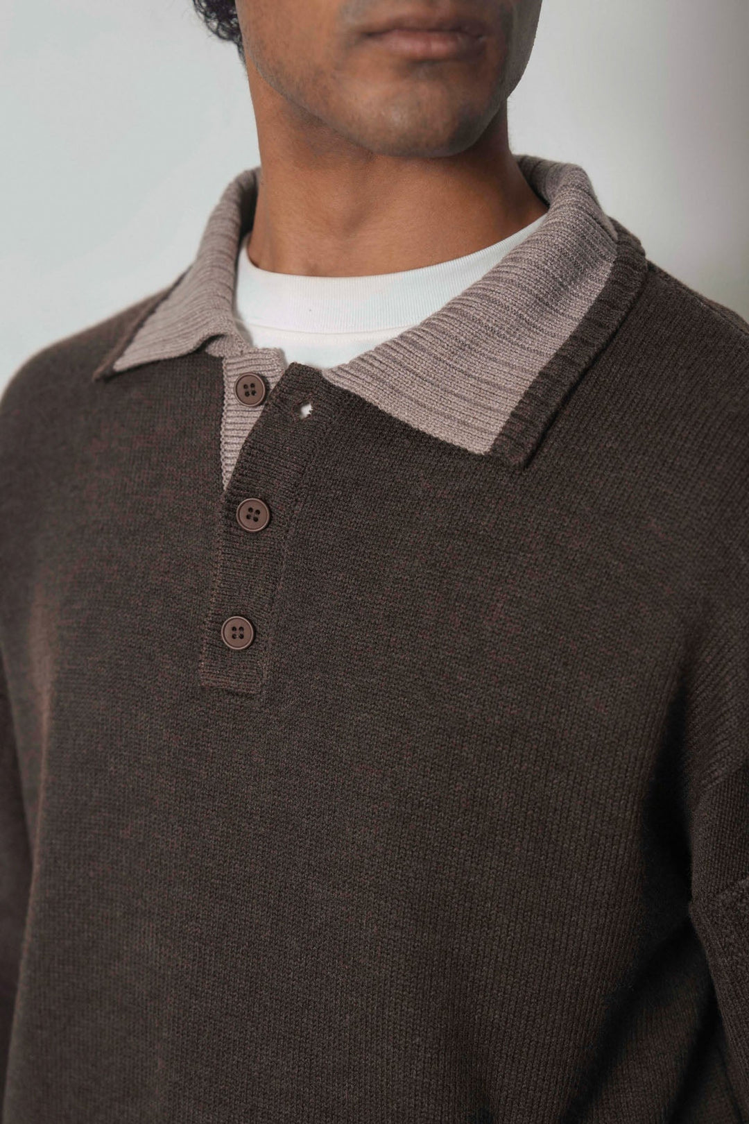 RELAXED KNIT POLO SWEATER