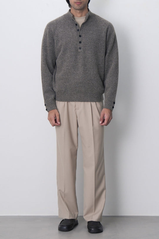 MELANGE HENLEY SWEATER