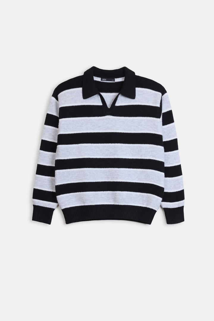 STRIPED POLO SWEATER