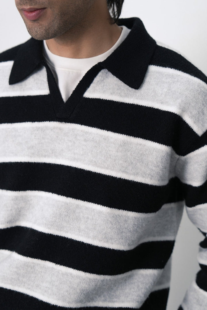STRIPED POLO SWEATER