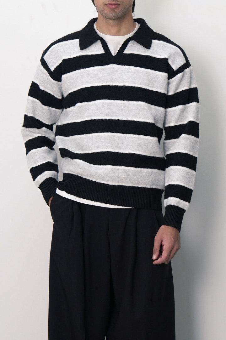 STRIPED POLO SWEATER