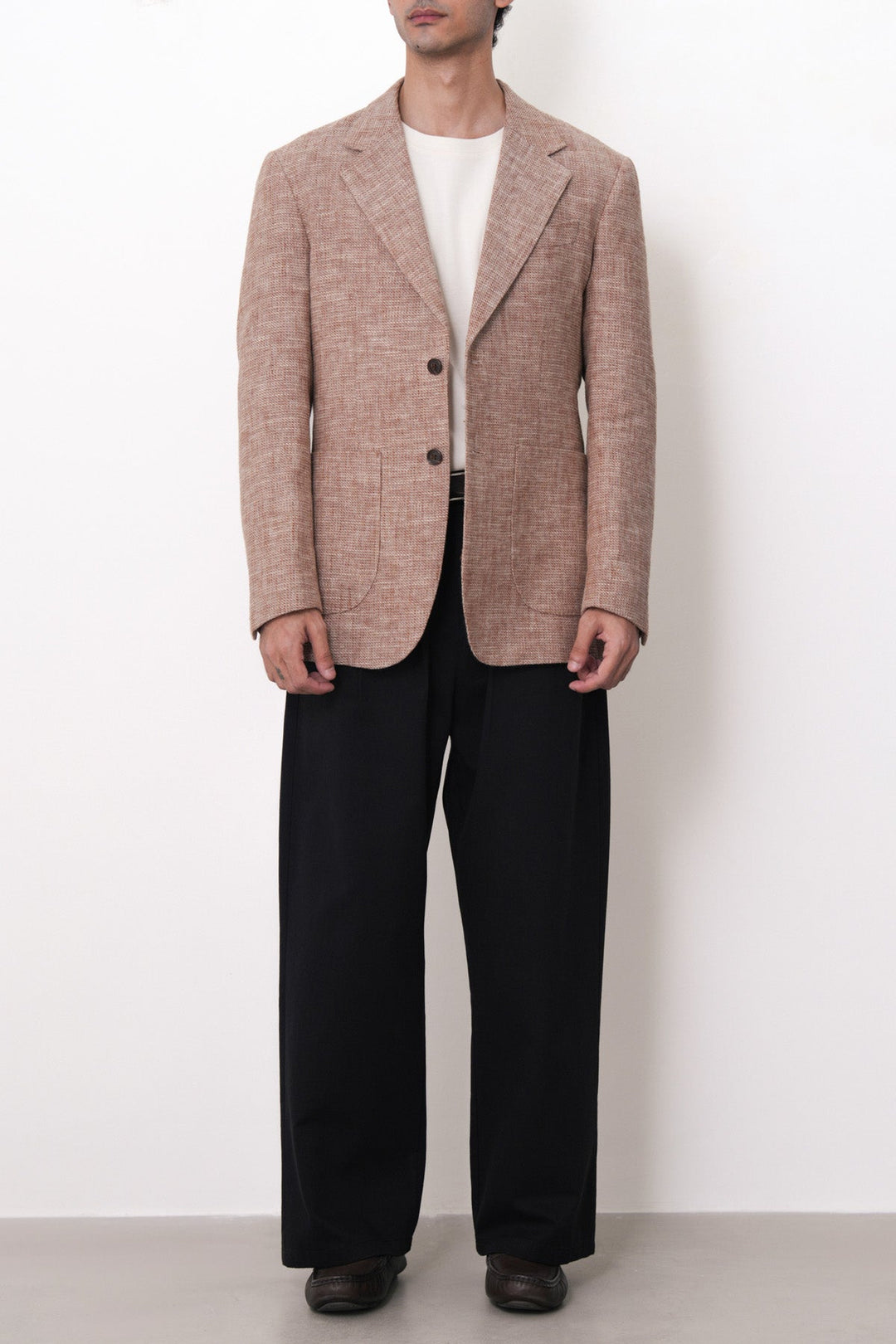 TEXTURED UNLINED LINEN BLAZER