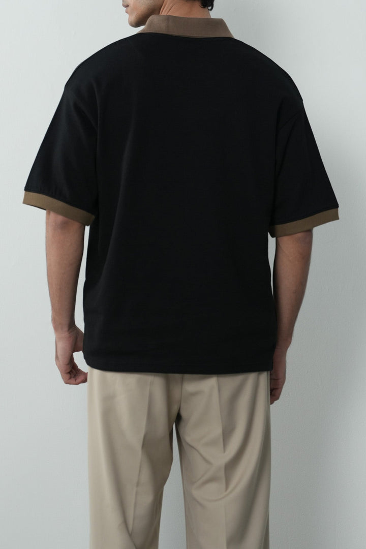 CONTRASTING EASY COLLAR POLO