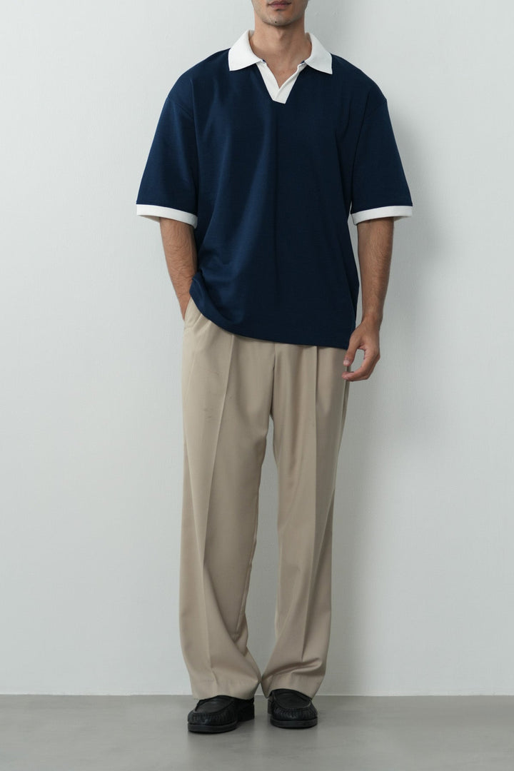 CONTRASTING EASY COLLAR POLO