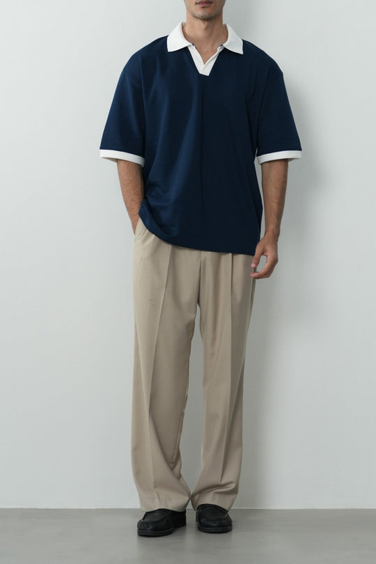 CONTRASTING EASY COLLAR POLO