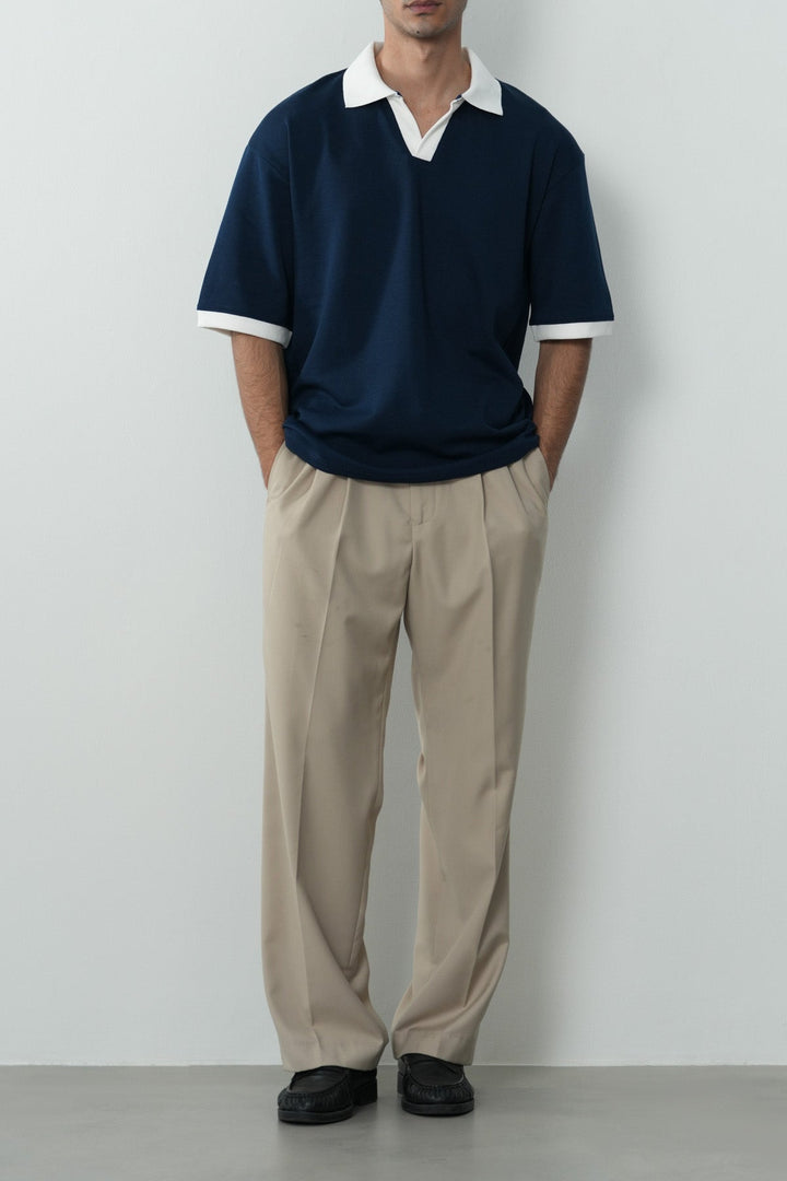 CONTRASTING EASY COLLAR POLO
