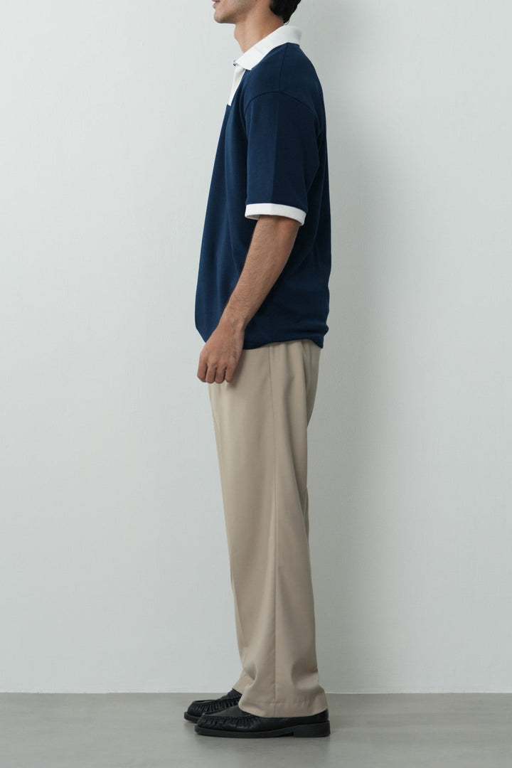 CONTRASTING EASY COLLAR POLO