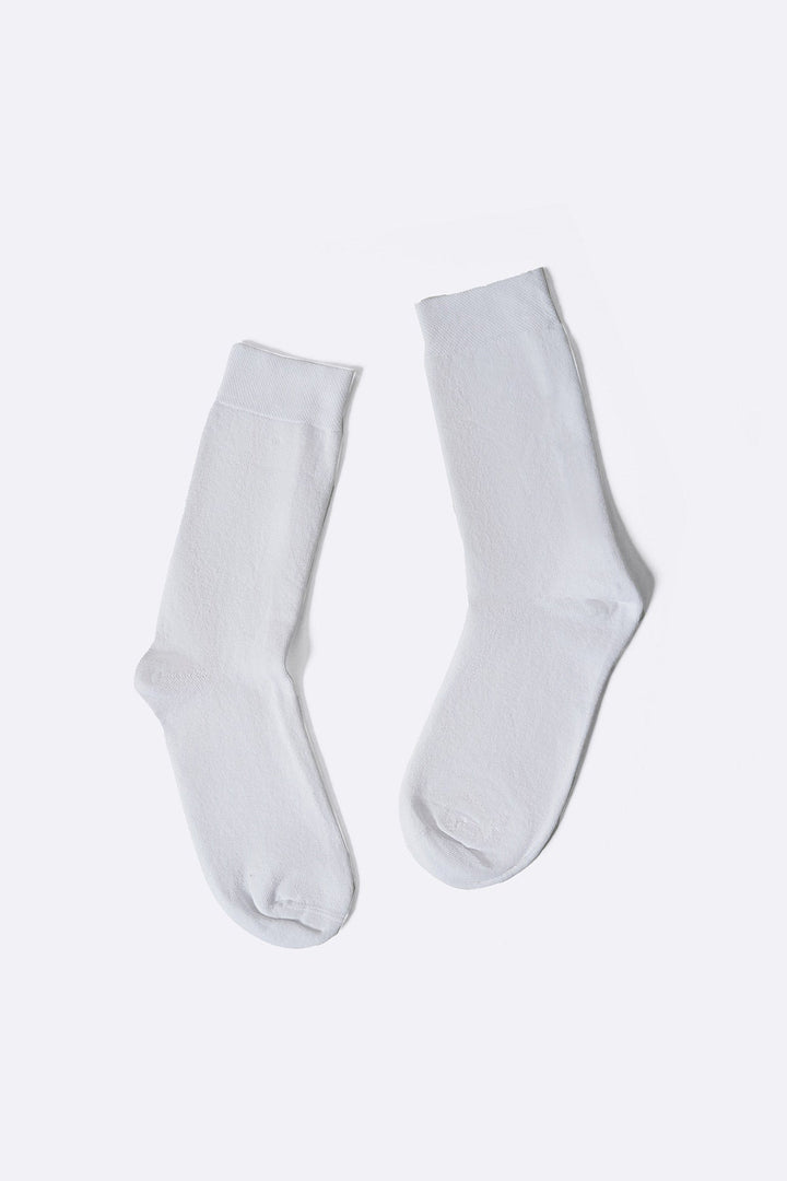 WHITE CREW LENGTH COTTON SOCKS