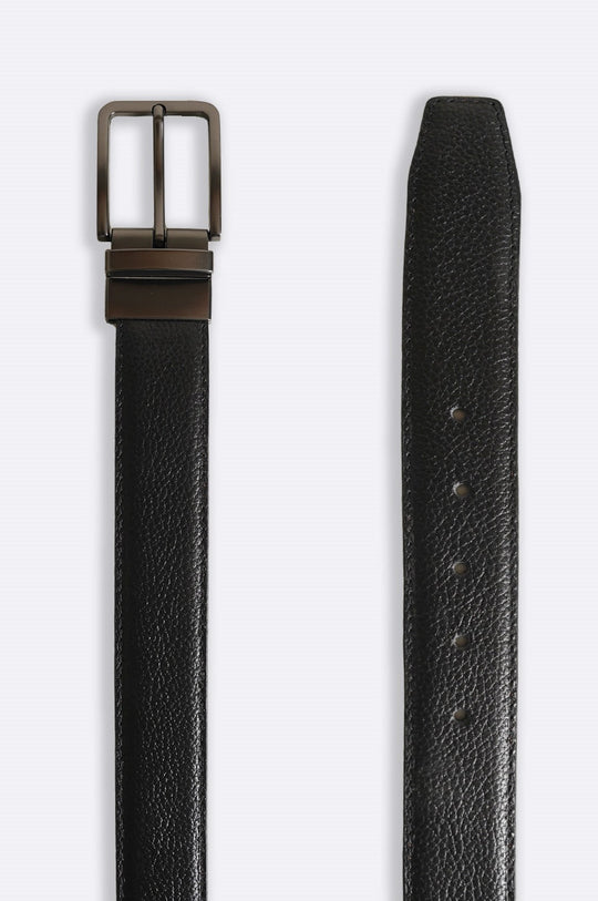BLACK LEATHER REVERSIBLE BELT