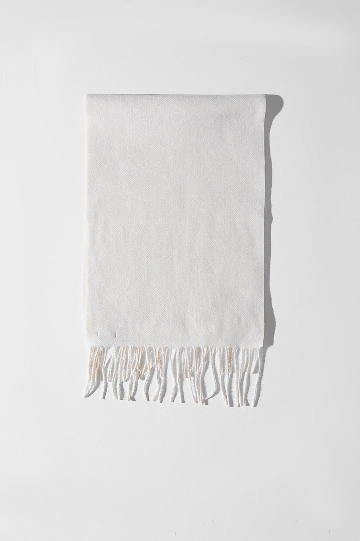 CREAM CONTRAST WEAVE REVERSIBLE SCARF