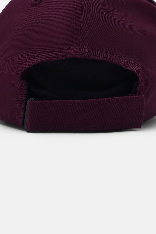 MAROON-LATE TO WORK COTTON CAP