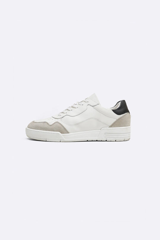 WHITE LACE-UP LEATHER SNEAKERS