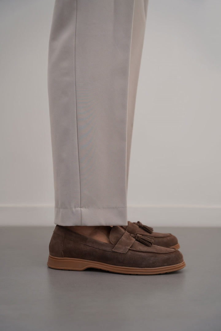 BROWN SUEDE LEATHER TASSEL LOAFERS