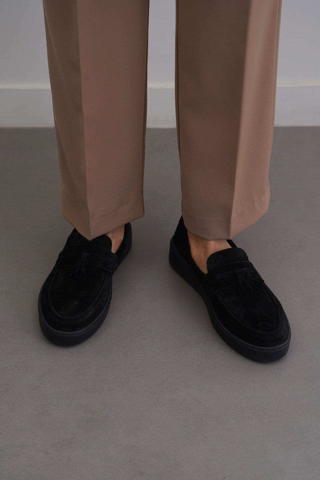 BLACK SUEDE LEATHER TASSEL LOAFERS