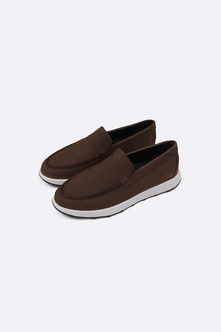 COFFEE AIR LEATHER LOAFERS