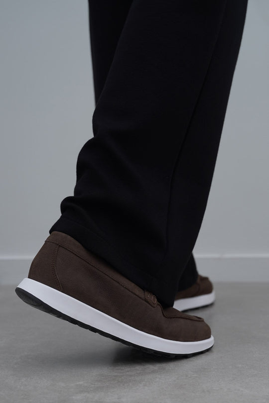 COFFEE AIR LEATHER LOAFERS