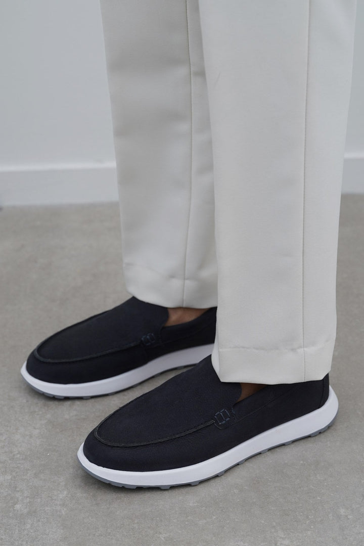 NAVY AIR LEATHER LOAFERS