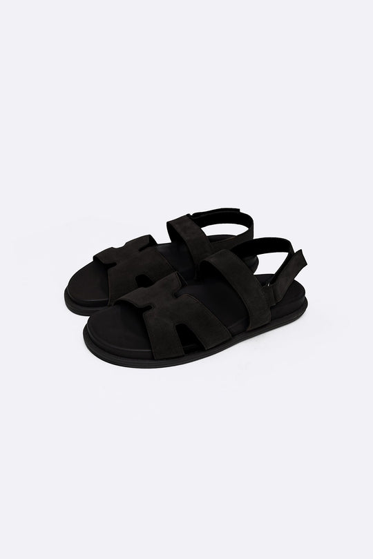 BLACK CLASSIC SUEDE LEATHER SANDALS