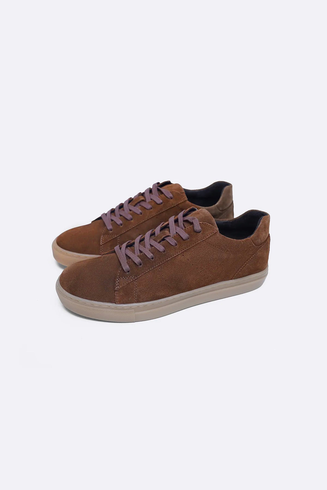 BROWN LACE-UP LEATHER SNEAKERS