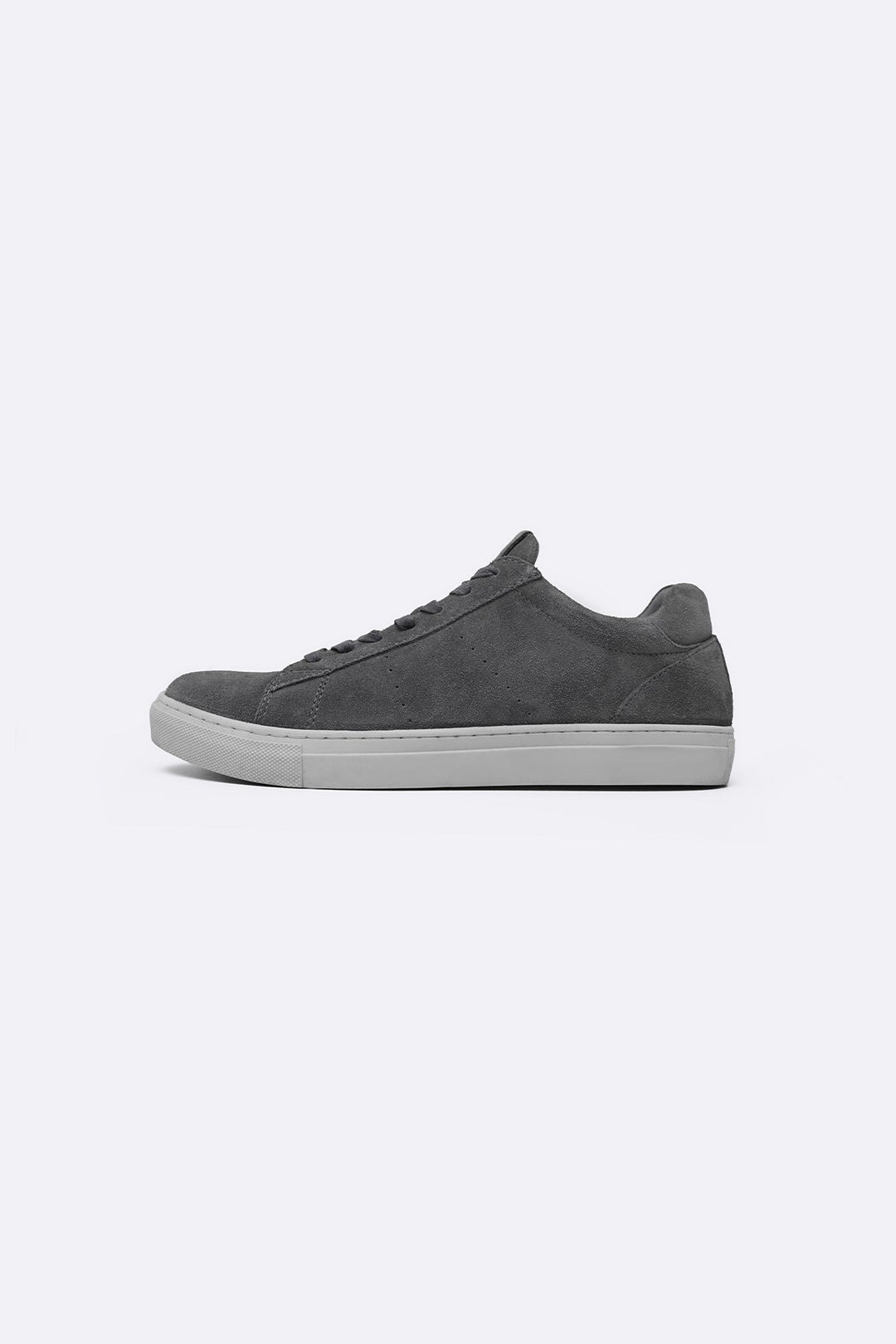 GREY LACE-UP LEATHER SNEAKERS