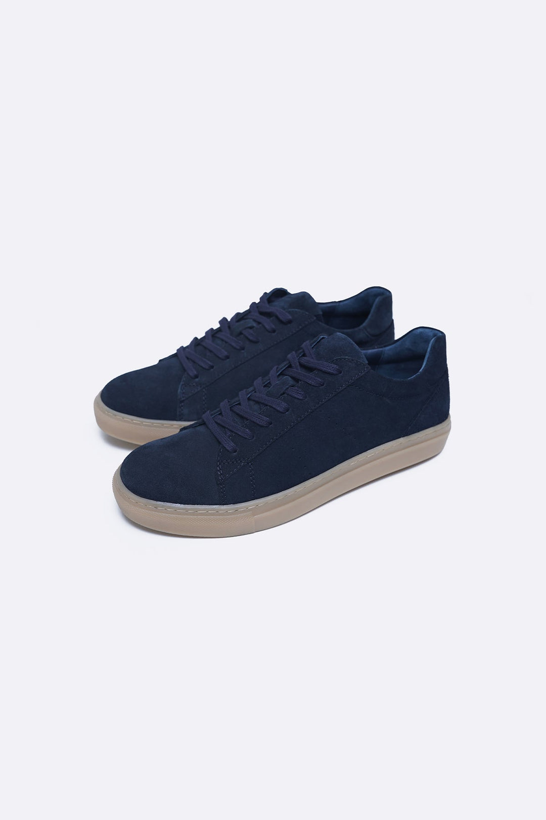 NAVY LACE-UP LEATHER SNEAKERS