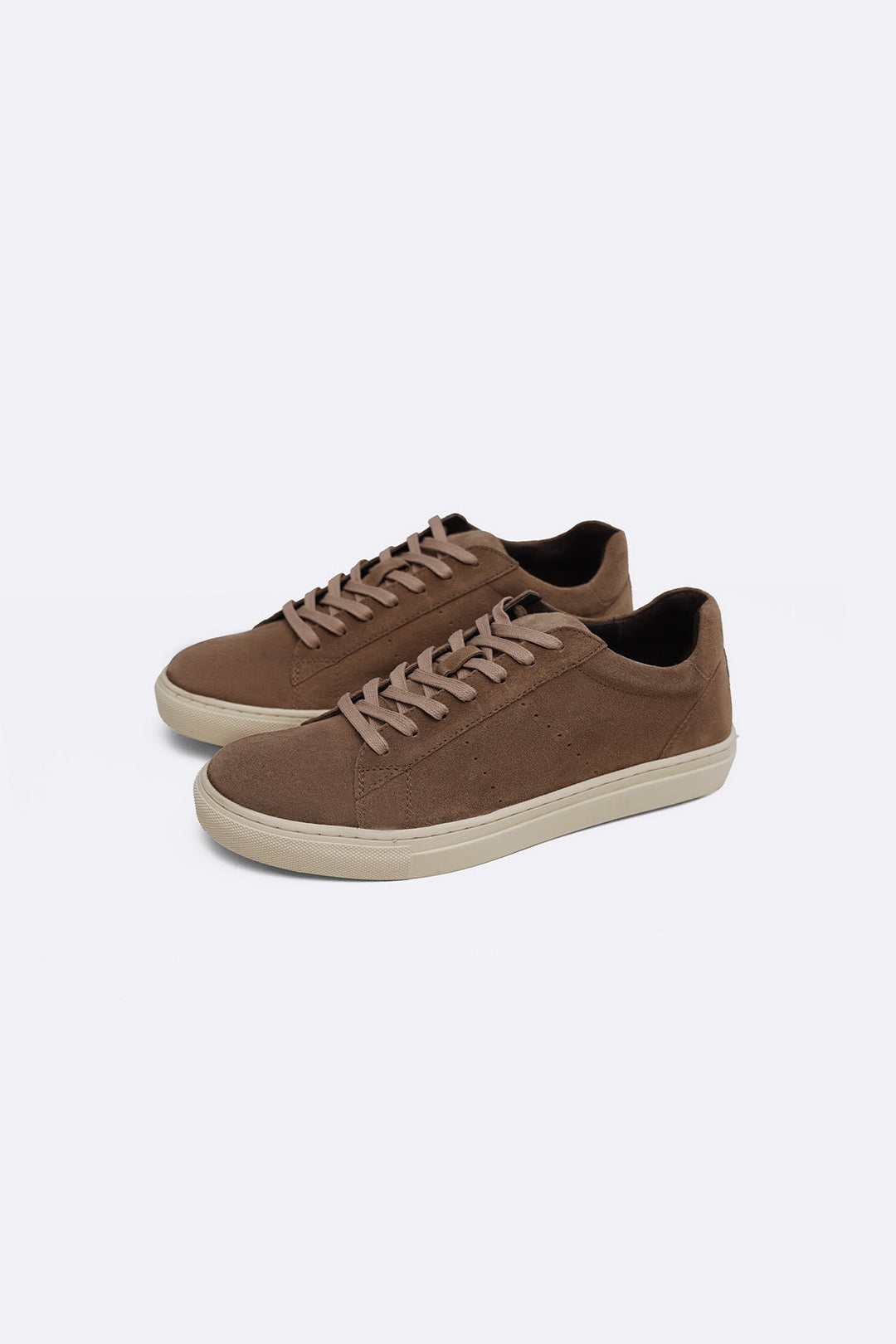 TAUPE LACE-UP LEATHER SNEAKERS