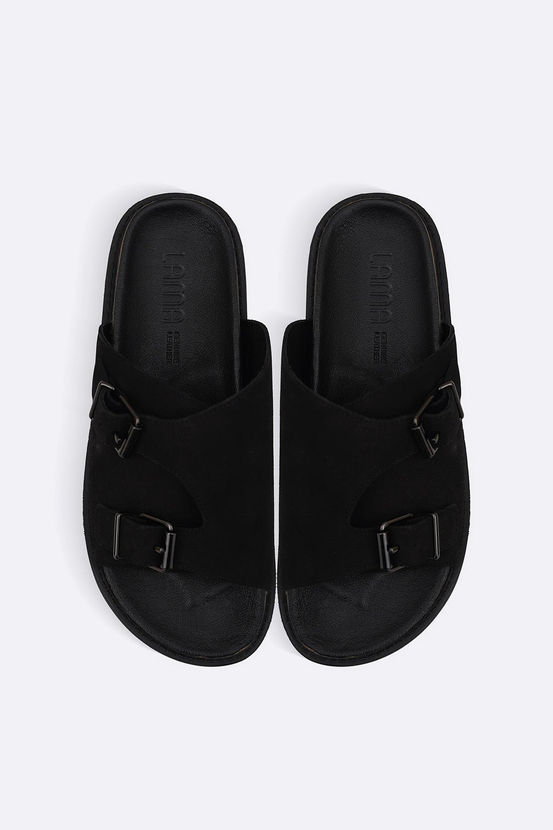 BLACK VANTA LEATHER SLIDES