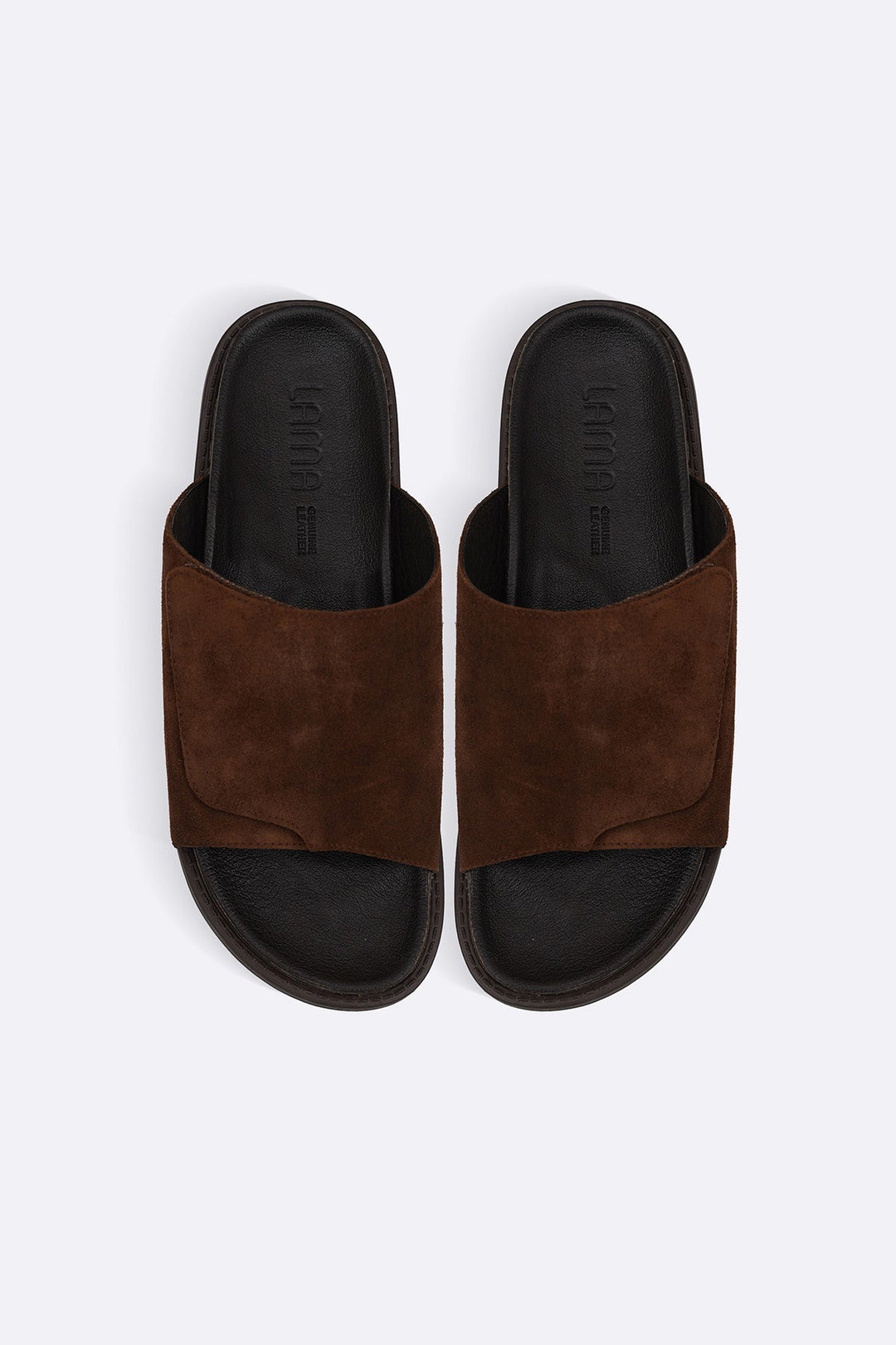 BROWN MONO SUEDE SLIDES