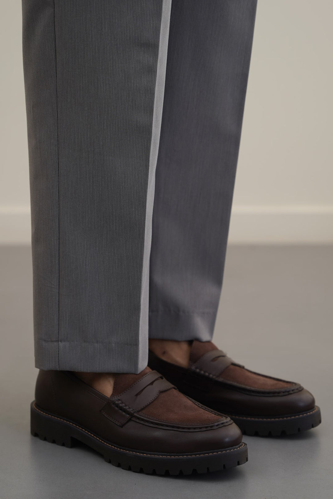 LEATHER & SUEDE PENNY LOAFERS