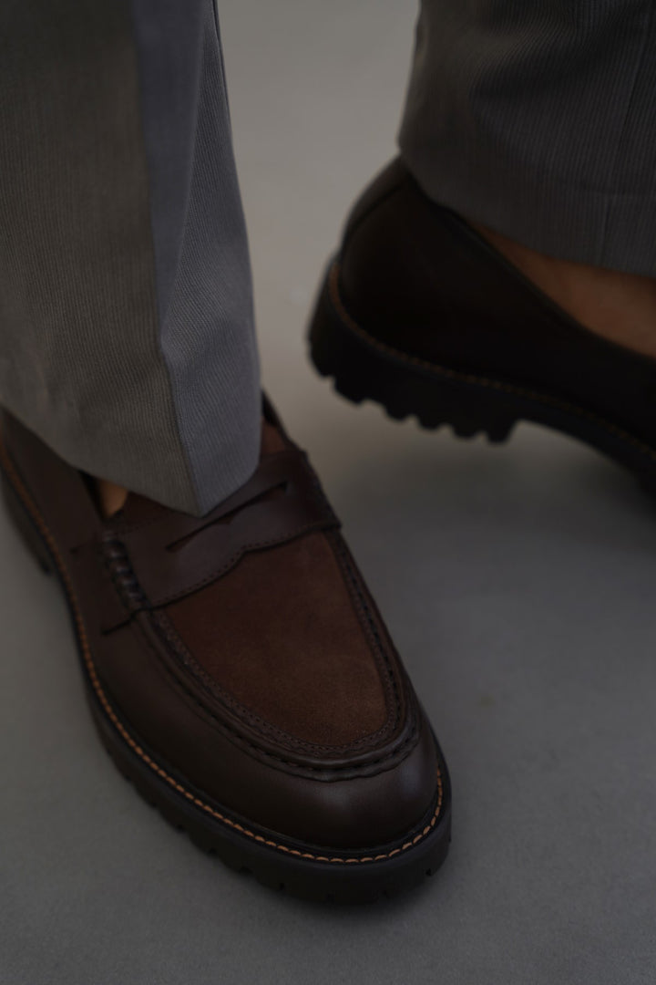 LEATHER & SUEDE PENNY LOAFERS