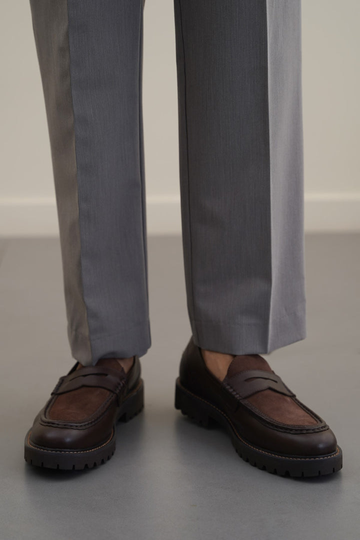 LEATHER & SUEDE PENNY LOAFERS