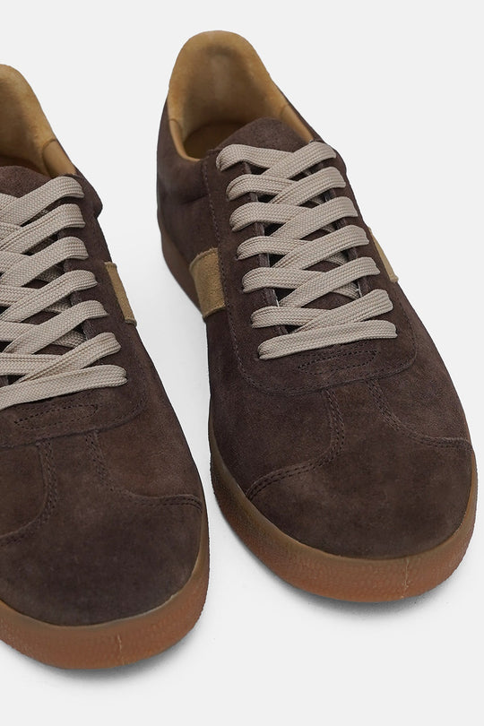 DARK BROWN-SUEDE RETRO SNEAKERS