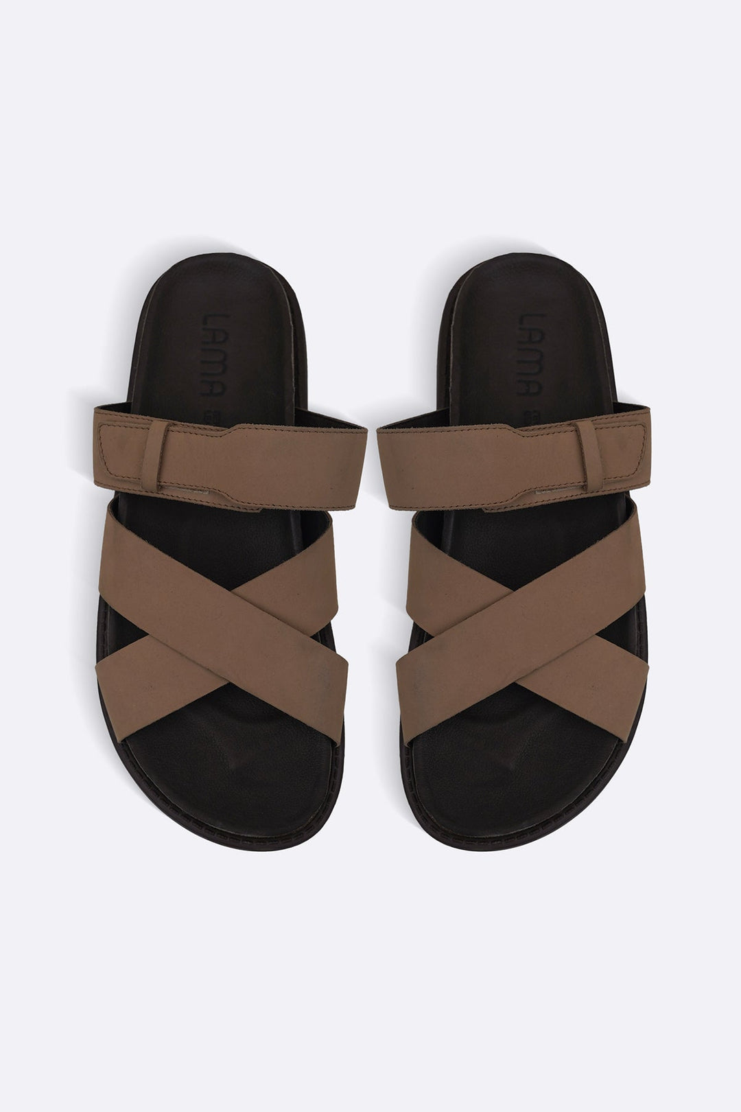 TAUPE STRAPPY CASUAL SLIDES