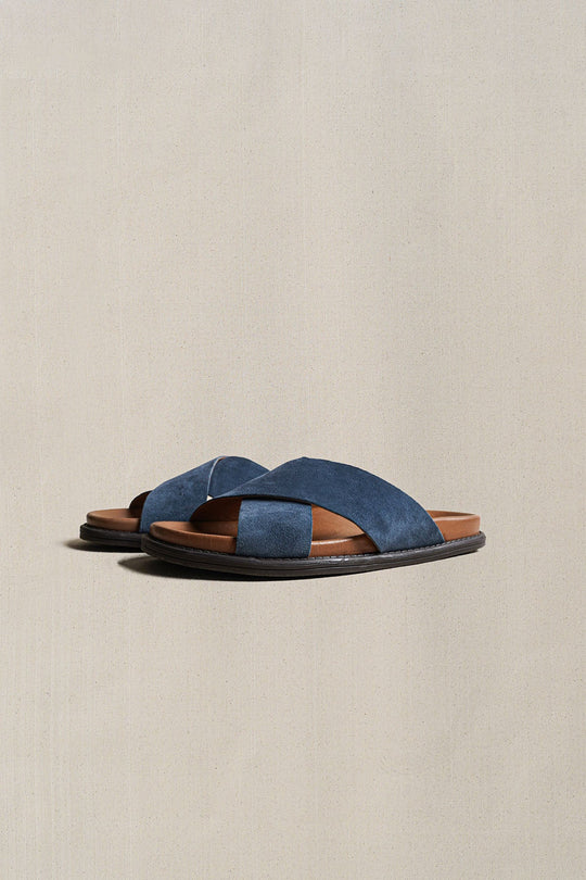 LIGHT BLUE NOMAD LEATHER SLIDES
