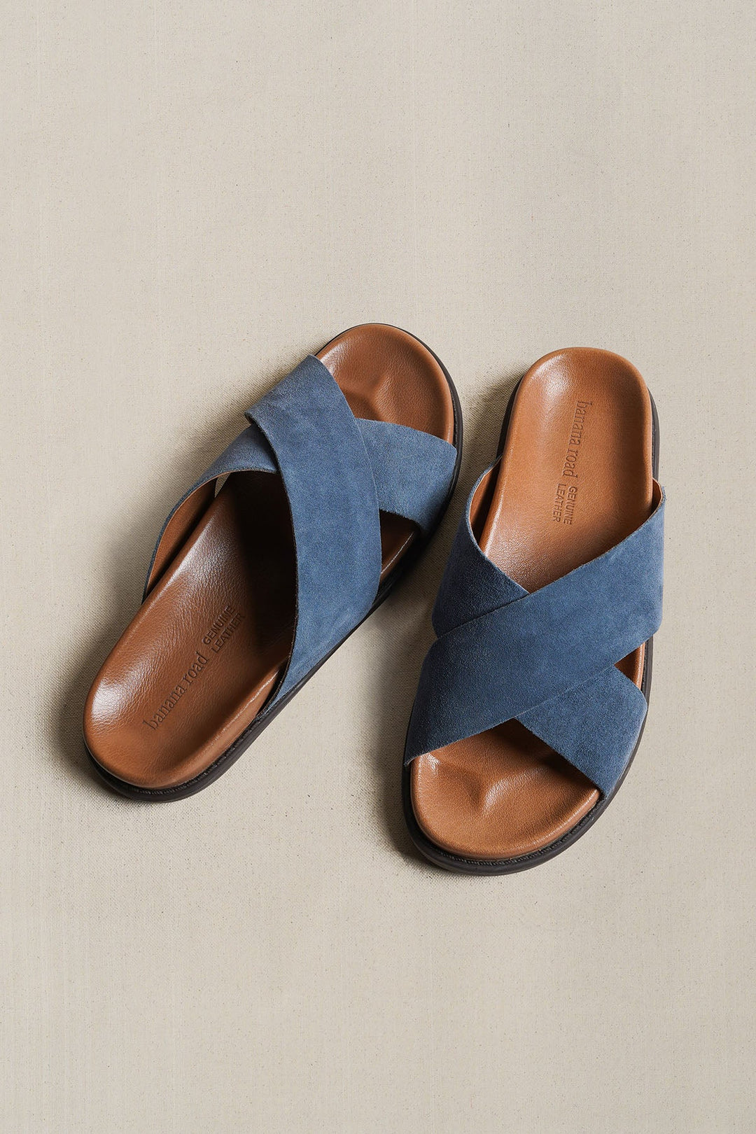 LIGHT BLUE NOMAD LEATHER SLIDES