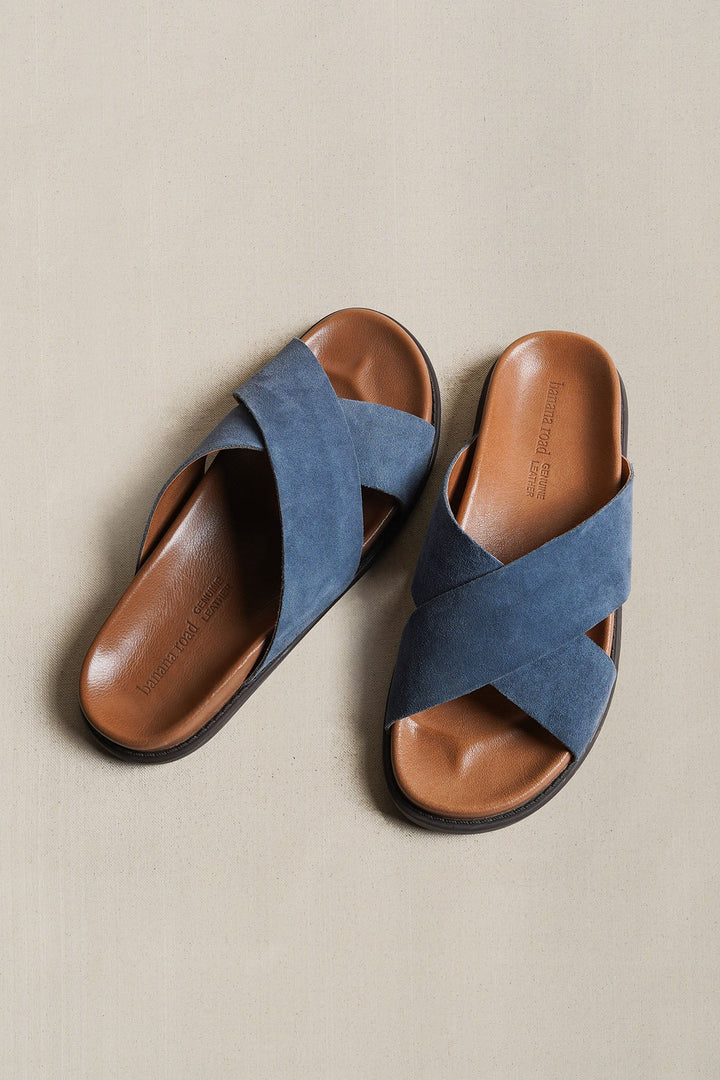 LIGHT BLUE NOMAD LEATHER SLIDES
