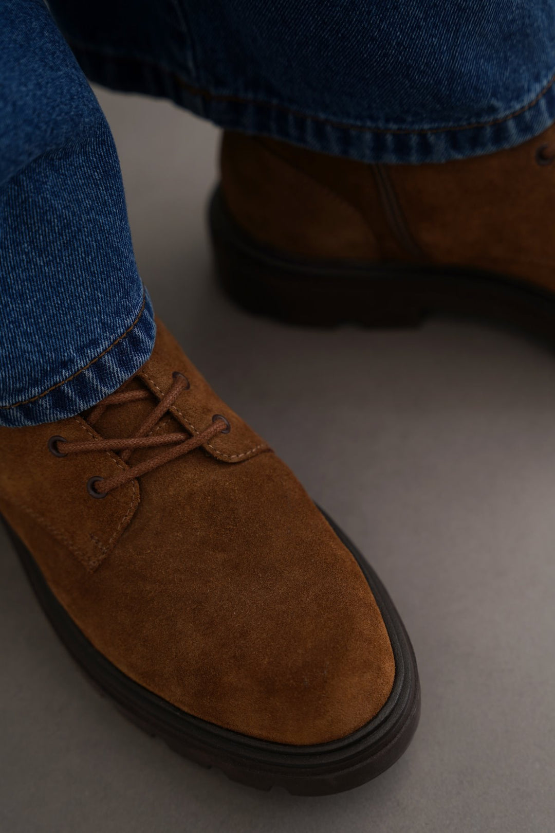 BROWN CHUNKY LEATHER BIKER BOOTS