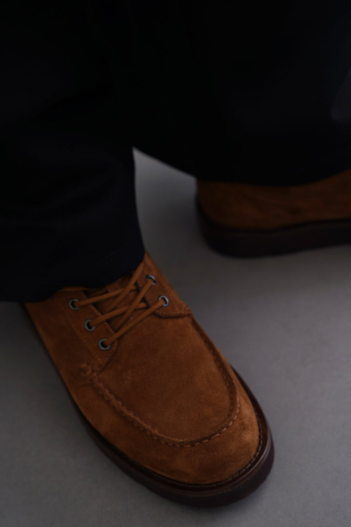 BROWN SUEDE HIGH-ANKLE BOOT