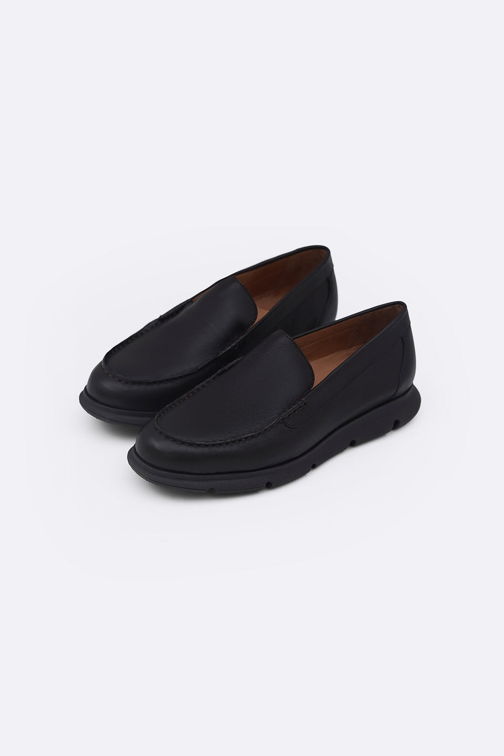 BLACK AIR-SOLE LEATHER LOAFERS