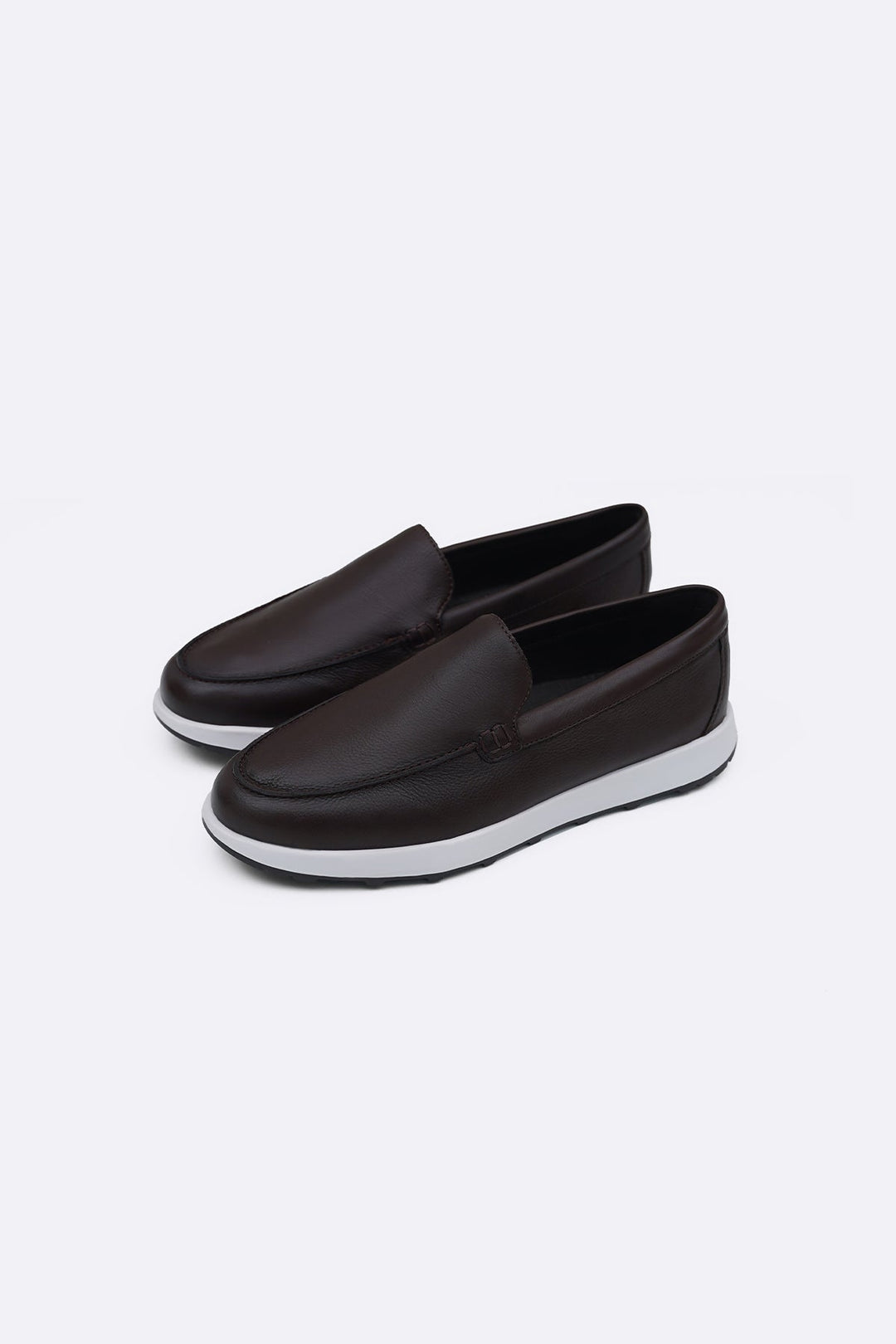 COFFEE AIR LEATHER LOAFERS